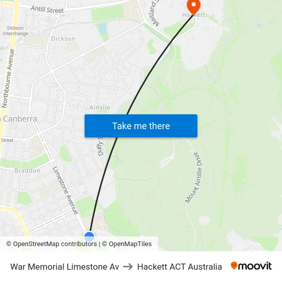 War Memorial Limestone Av to Hackett ACT Australia map