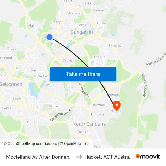 Mcclelland Av After Donnan St to Hackett ACT Australia map