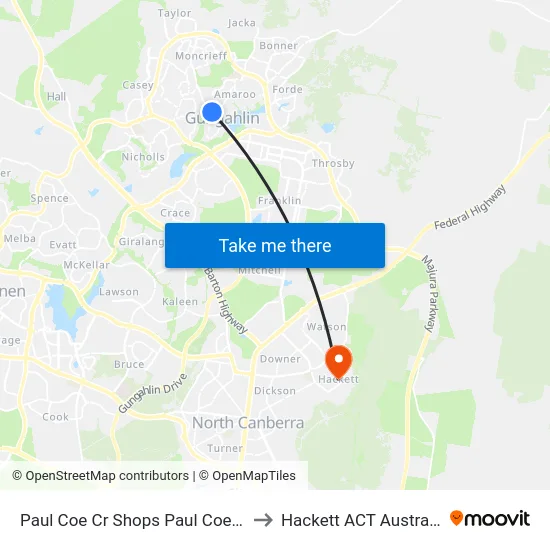 Paul Coe Cr Shops Paul Coe Cr to Hackett ACT Australia map