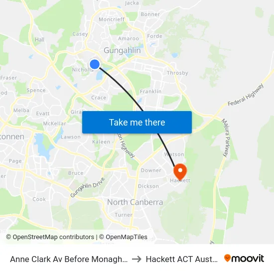 Anne Clark Av Before Monaghan Pl to Hackett ACT Australia map