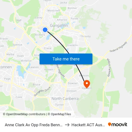 Anne Clark Av Opp Freda Bennett Cct to Hackett ACT Australia map