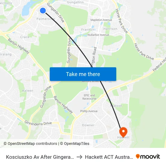 Kosciuszko Av After Gingera St to Hackett ACT Australia map