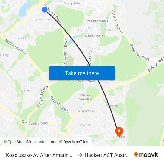 Kosciuszko Av After Amarina St to Hackett ACT Australia map