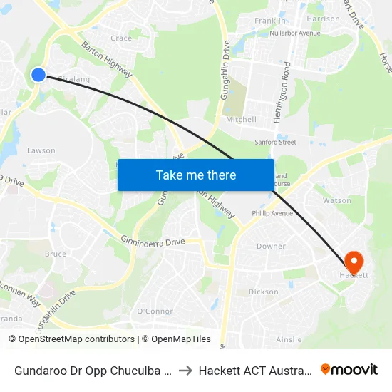 Gundaroo Dr Opp Chuculba Cr to Hackett ACT Australia map
