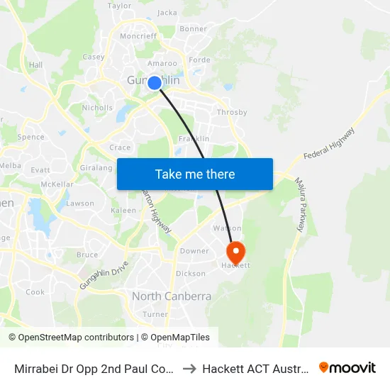Mirrabei Dr Opp 2nd Paul Coe Cr to Hackett ACT Australia map
