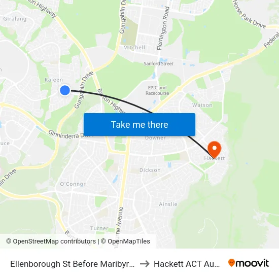 Ellenborough St Before Maribyrnong Av to Hackett ACT Australia map