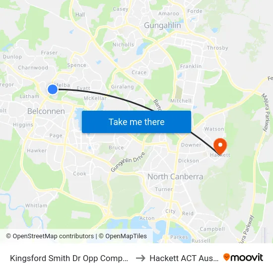 Kingsford Smith Dr Opp Companion Cr to Hackett ACT Australia map
