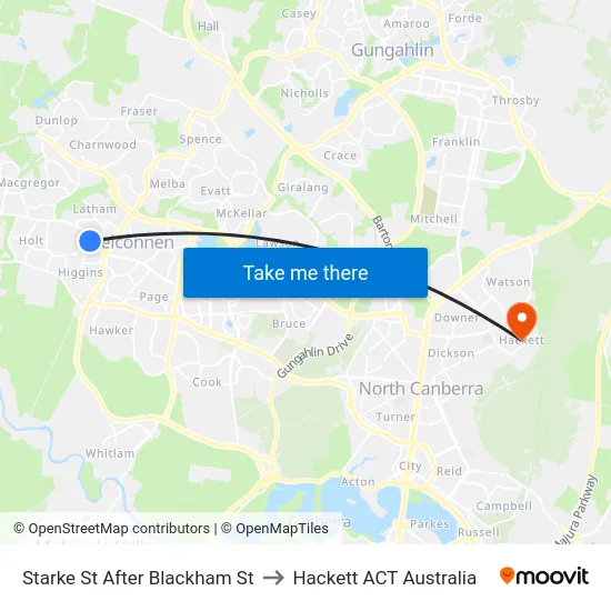Starke St After Blackham St to Hackett ACT Australia map