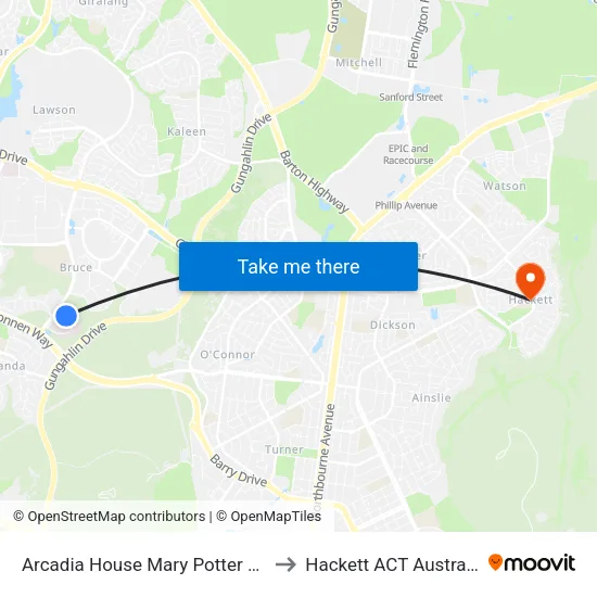 Arcadia House Mary Potter Cct to Hackett ACT Australia map