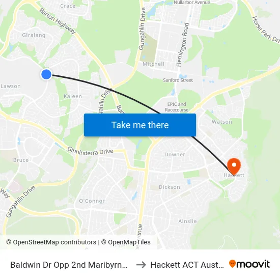 Baldwin Dr Opp 2nd Maribyrnong Av to Hackett ACT Australia map