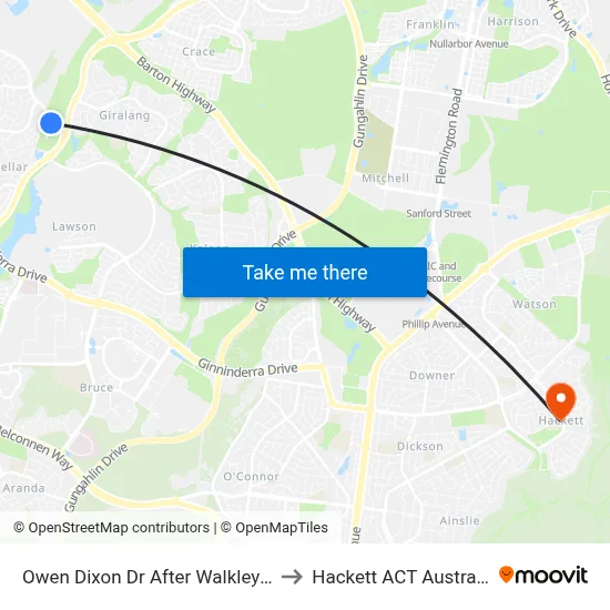 Owen Dixon Dr After Walkley Pl to Hackett ACT Australia map