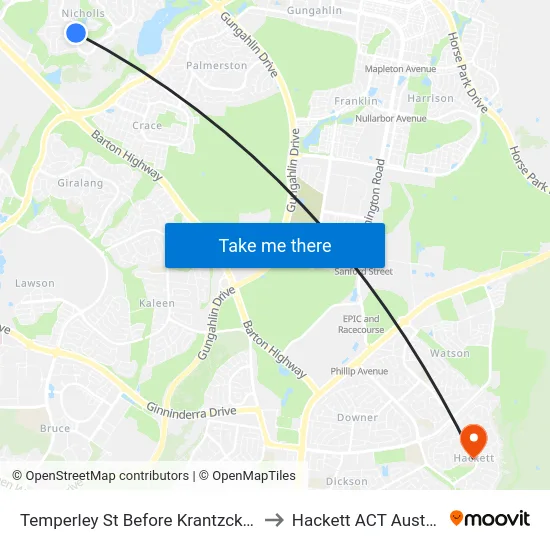 Temperley St Before Krantzcke Cct to Hackett ACT Australia map