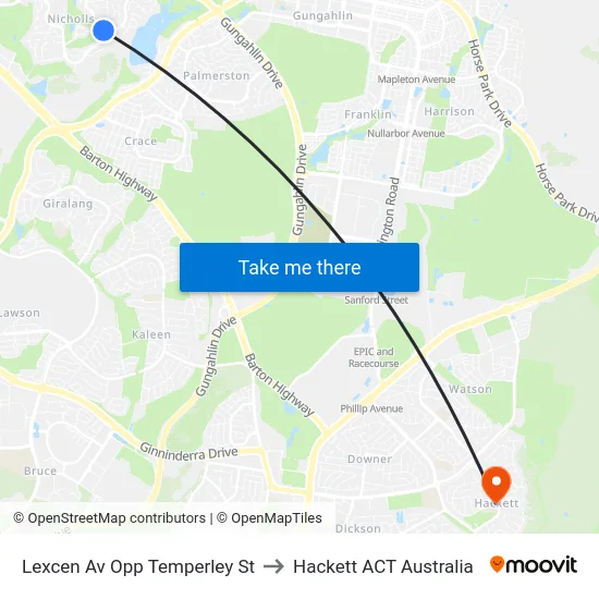 Lexcen Av Opp Temperley St to Hackett ACT Australia map
