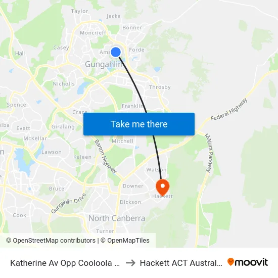 Katherine Av Opp Cooloola St to Hackett ACT Australia map