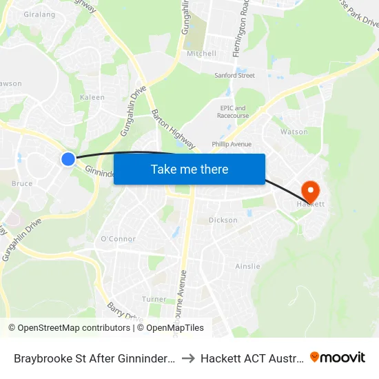 Braybrooke St After Ginninderra Dr to Hackett ACT Australia map