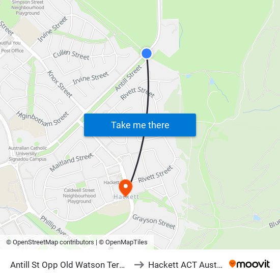 Antill St Opp Old Watson Terminus to Hackett ACT Australia map