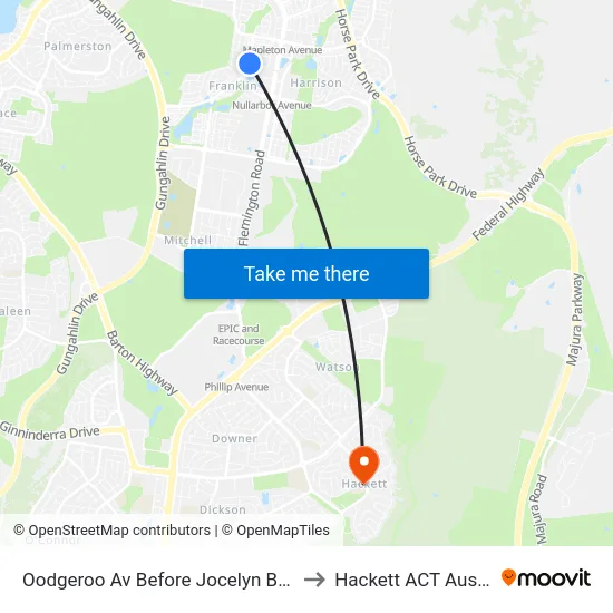 Oodgeroo Av Before Jocelyn Brown St to Hackett ACT Australia map