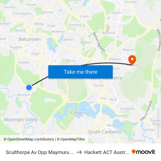 Sculthorpe Av Opp Maymuru Way to Hackett ACT Australia map