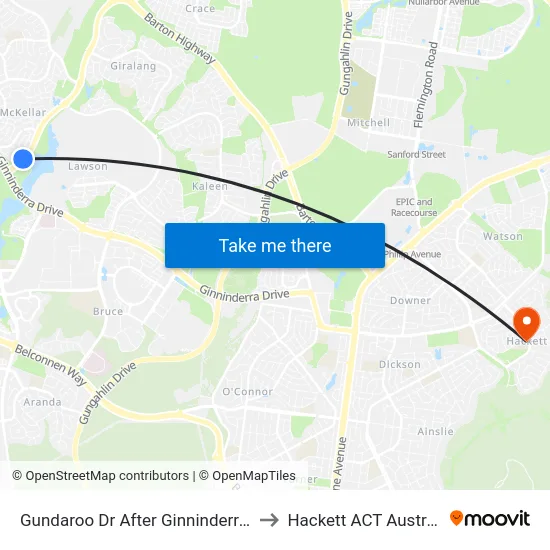Gundaroo Dr After Ginninderra Dr to Hackett ACT Australia map