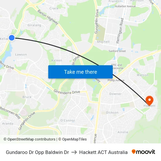 Gundaroo Dr Opp Baldwin Dr to Hackett ACT Australia map