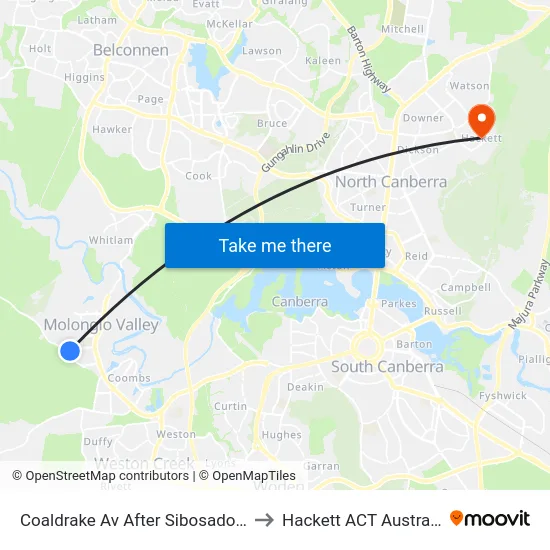 Coaldrake Av After Sibosado St to Hackett ACT Australia map