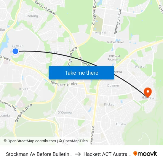 Stockman Av Before Bulletin St to Hackett ACT Australia map