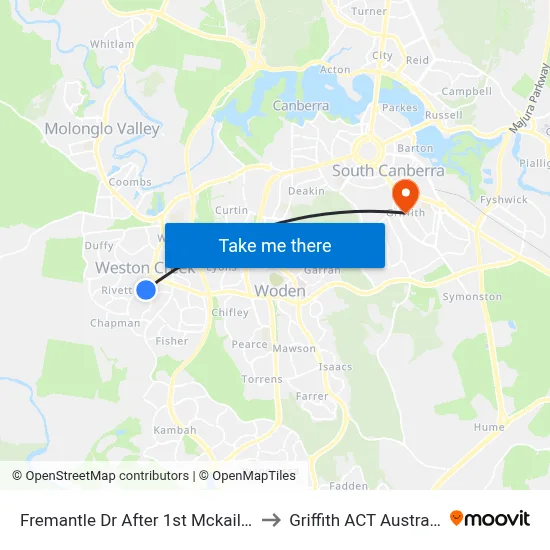 Fremantle Dr After 1st Mckail Cr to Griffith ACT Australia map