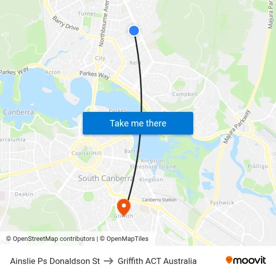 Ainslie Ps Donaldson St to Griffith ACT Australia map