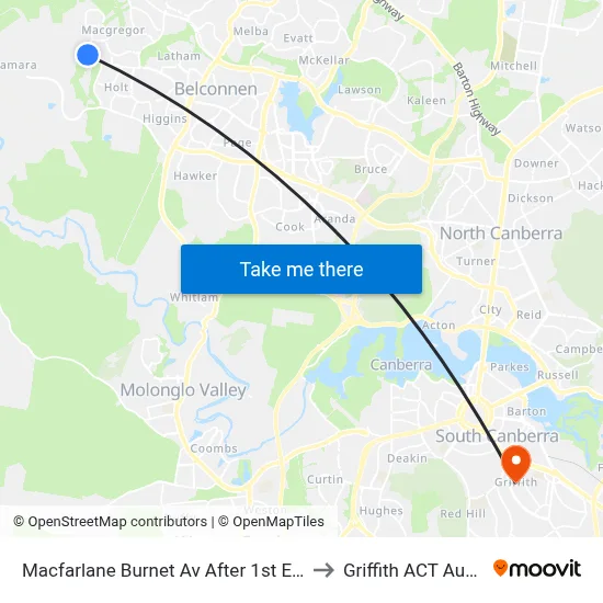 Macfarlane Burnet Av After 1st Eccles Cct to Griffith ACT Australia map