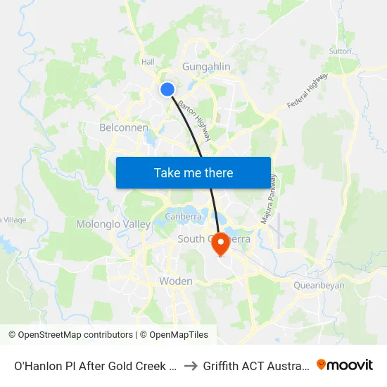 O'Hanlon Pl After Gold Creek Rd to Griffith ACT Australia map