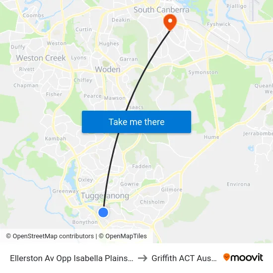 Ellerston Av Opp Isabella Plains Shops to Griffith ACT Australia map