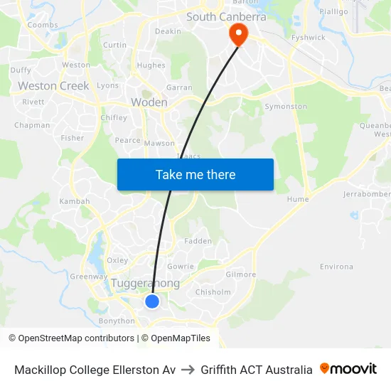 Mackillop College Ellerston Av to Griffith ACT Australia map