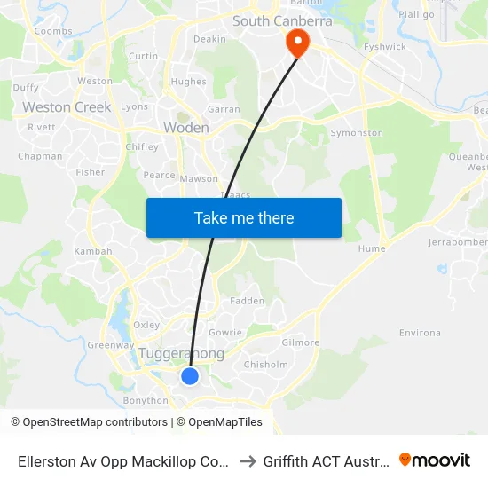 Ellerston Av Opp Mackillop College to Griffith ACT Australia map
