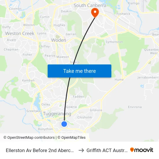 Ellerston Av Before 2nd Abercorn Cr to Griffith ACT Australia map