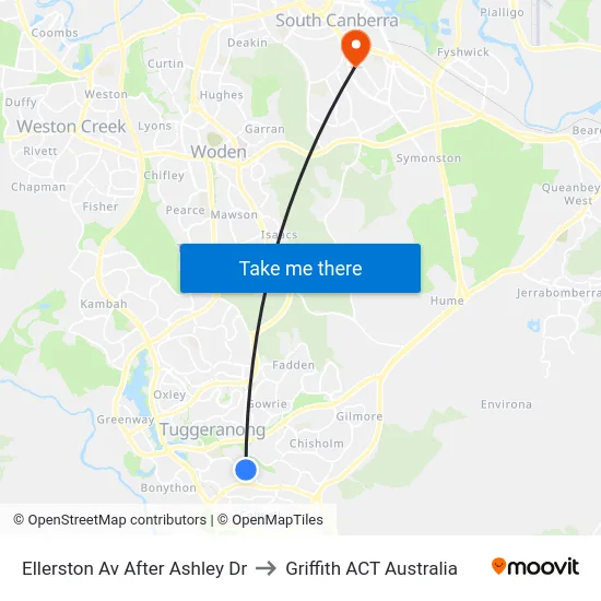 Ellerston Av After Ashley Dr to Griffith ACT Australia map