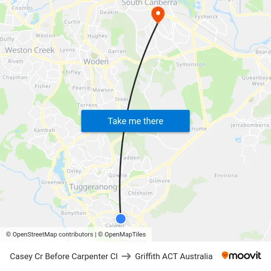 Casey Cr Before Carpenter Cl to Griffith ACT Australia map