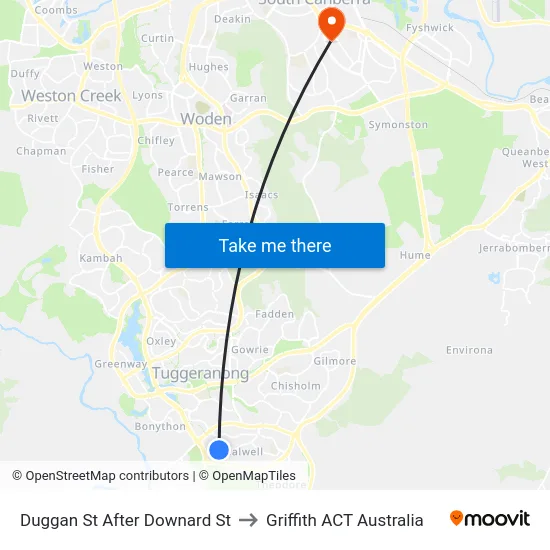 Duggan St After Downard St to Griffith ACT Australia map