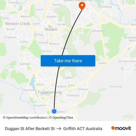 Duggan St After Beckett St to Griffith ACT Australia map