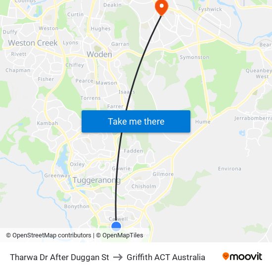 Tharwa Dr After Duggan St to Griffith ACT Australia map