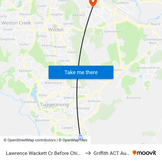 Lawrence Wackett Cr Before Chippindall Cct to Griffith ACT Australia map