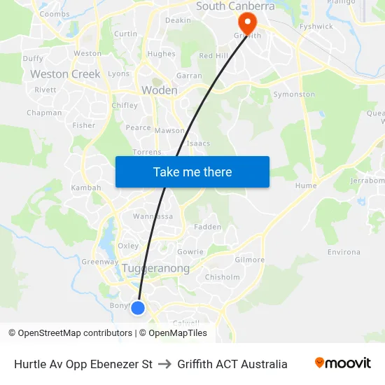 Hurtle Av Opp Ebenezer St to Griffith ACT Australia map