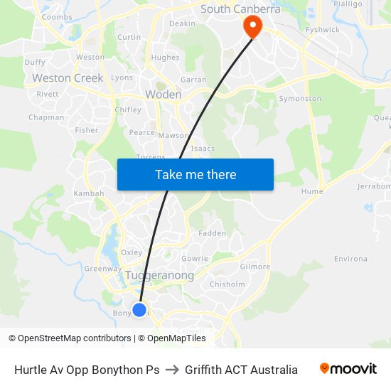 Hurtle Av Opp Bonython Ps to Griffith ACT Australia map