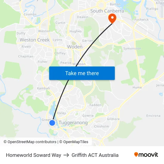 Homeworld Soward Way to Griffith ACT Australia map
