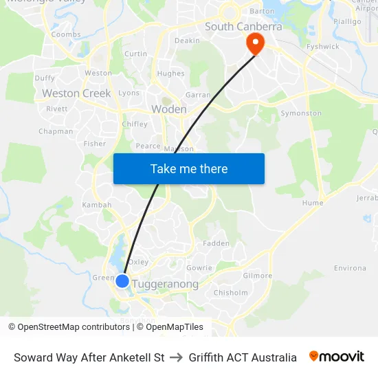 Soward Way After Anketell St to Griffith ACT Australia map