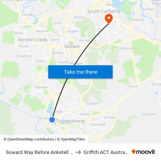 Soward Way Before Anketell St to Griffith ACT Australia map