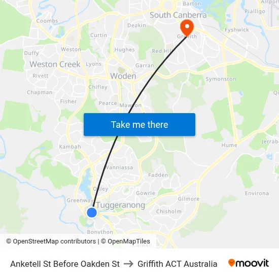 Anketell St Before Oakden St to Griffith ACT Australia map