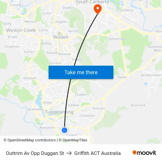 Outtrim Av Opp Duggan St to Griffith ACT Australia map