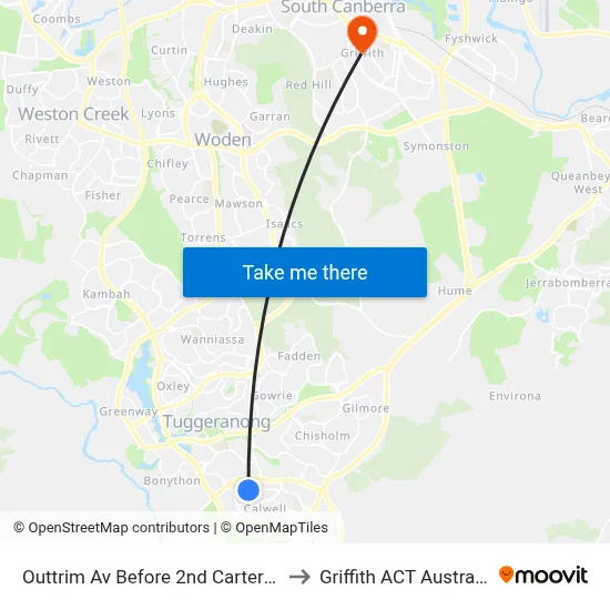Outtrim Av Before 2nd Carter Cr to Griffith ACT Australia map