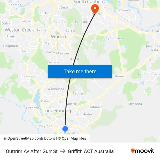 Outtrim Av After Gurr St to Griffith ACT Australia map