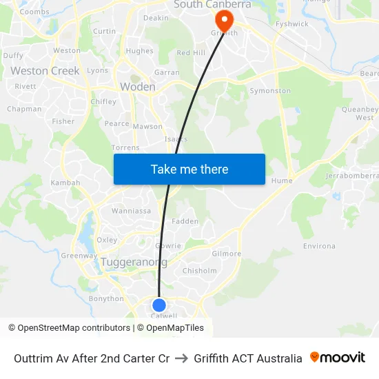 Outtrim Av After 2nd Carter Cr to Griffith ACT Australia map